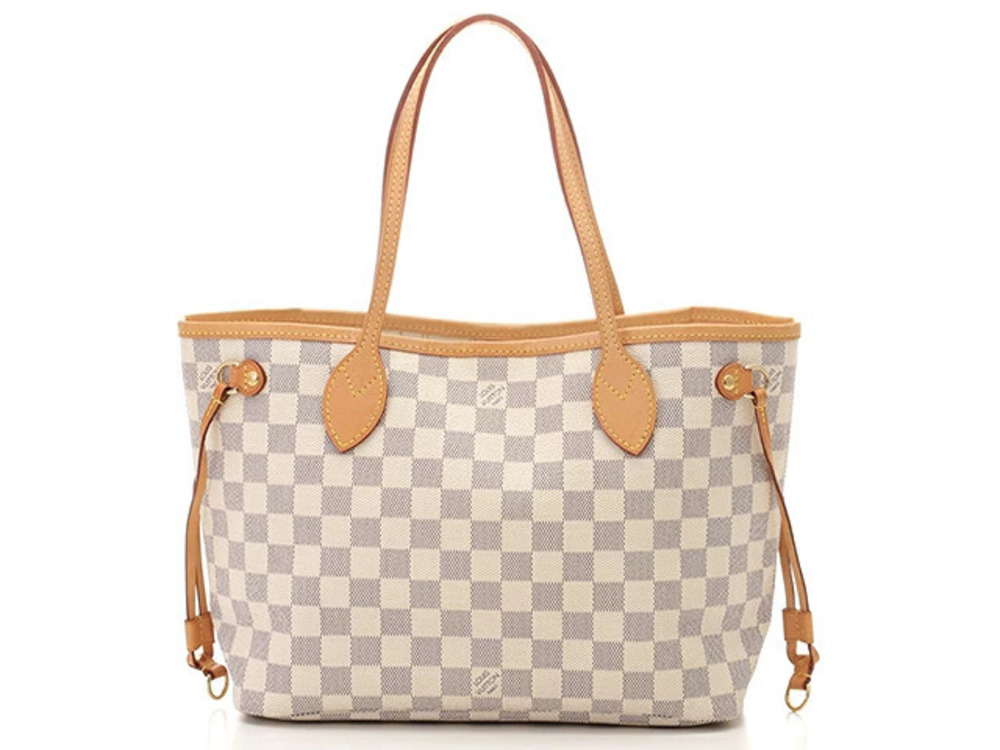 LOUIS VUITTON Neverfull Tote Bag Damier Azur White